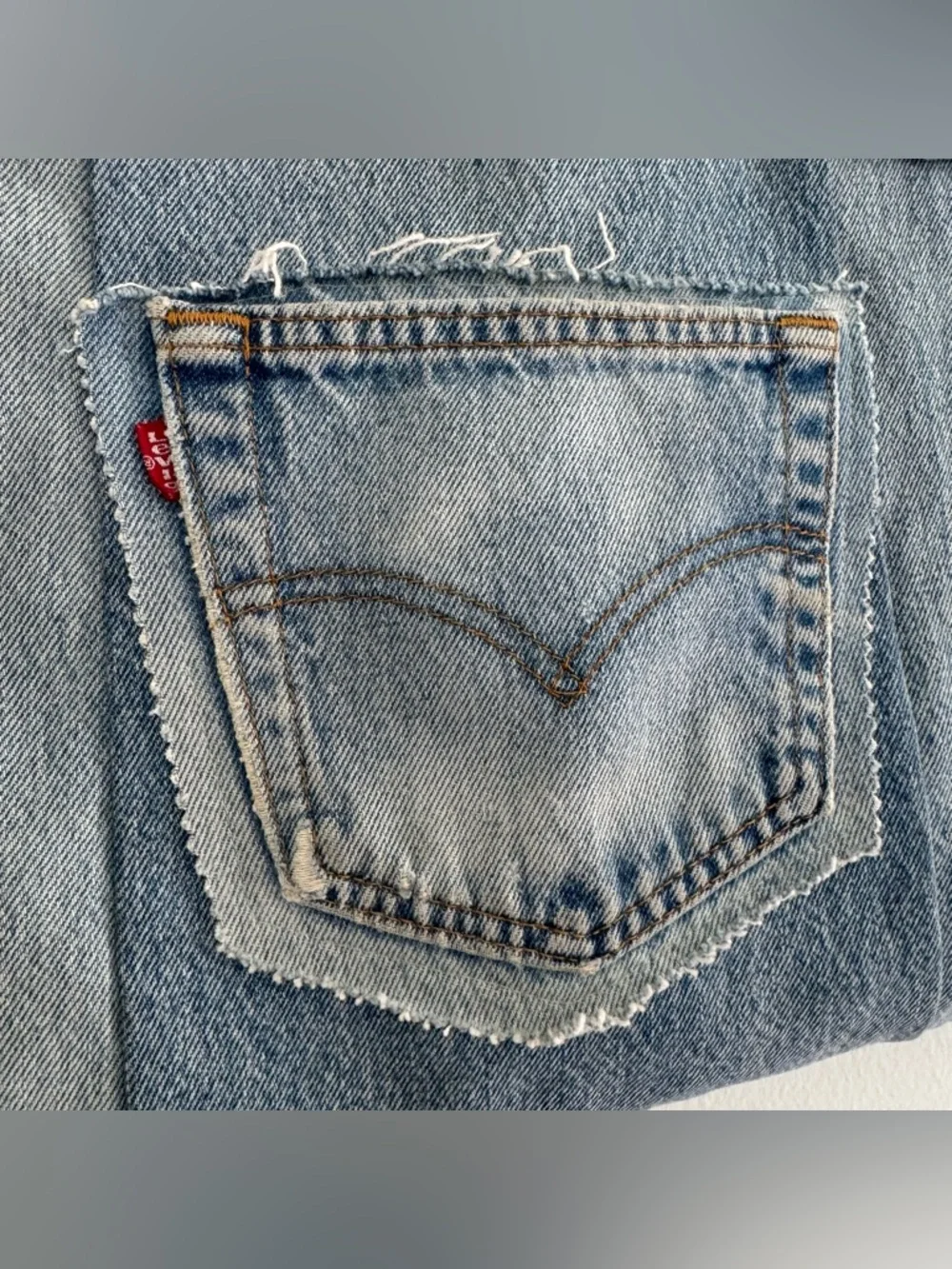 Levi’s Upcycled Handmade Denim Pillow Cover Blue Pockets Quilted Americana 18x20